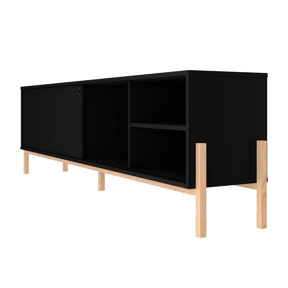 Bowery 72.83 TV Stand with 4 Shelves in Black and Oak