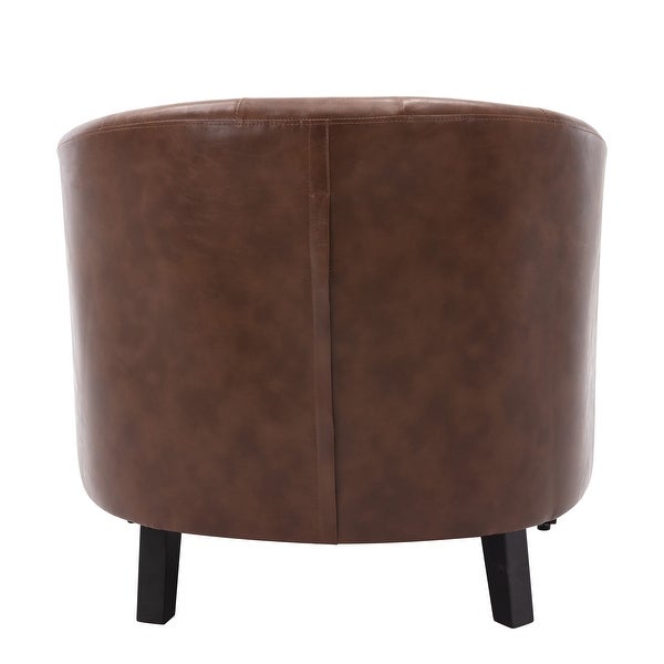 Modern PU Leather Accent Chairs Tufted Barrel Chair Tub Chair Club Chair Armchair， High Backrest Padded Armrest， Dark Brown