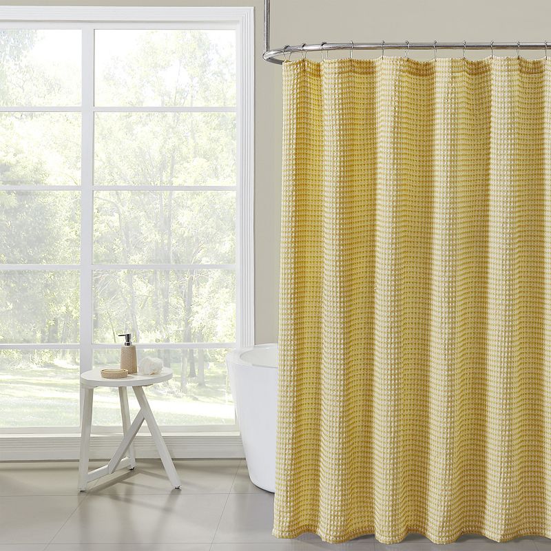 Hotel Collection Premium Waffle Weave Mold and Mildew Resistant Fabric Shower Curtain by Kate Aurora