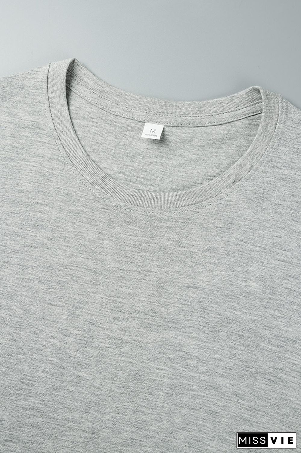 Light Gray Casual Daily Print Patchwork O Neck T-Shirts