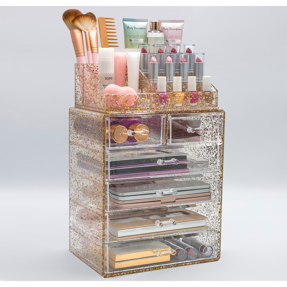 Acrylic Cosmetics Makeup Storage Case Display Set   6 Drawers   Slots