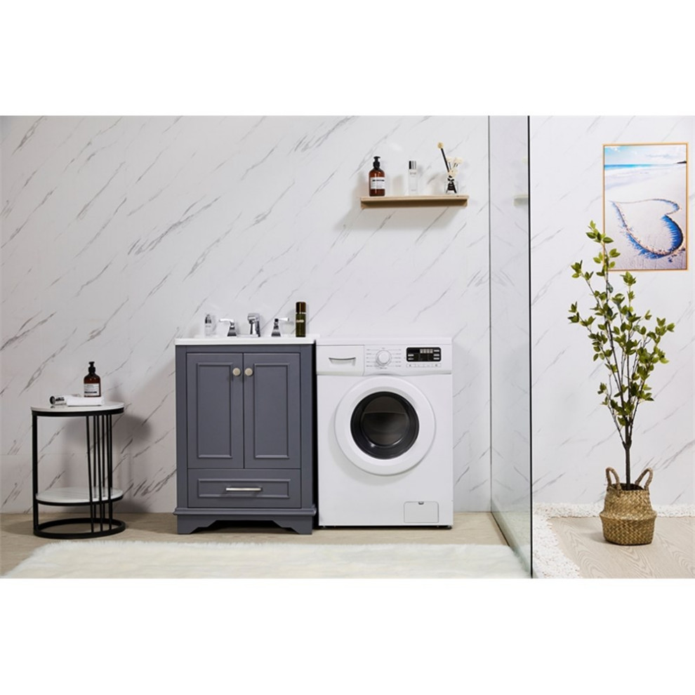 Stufurhome Danna 24 in. x 34 in. Grey Engineered Wood Laundry Sink   Transitional   Utility Sinks   by Homesquare  Houzz