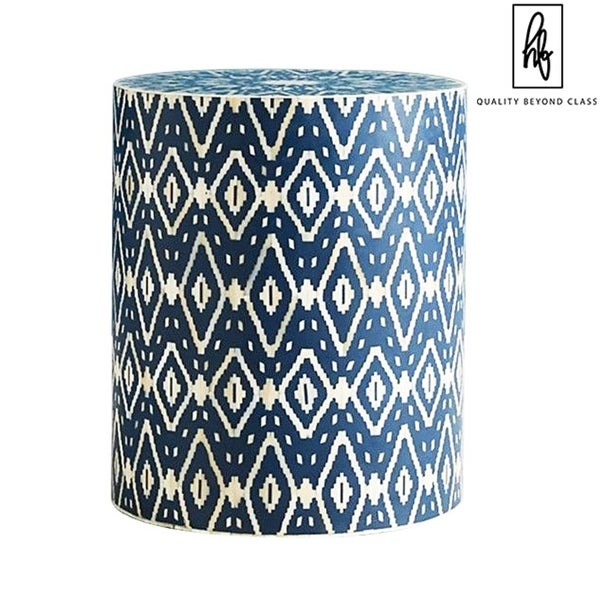 Hibashi Aster Bone Inlay Drum End Table