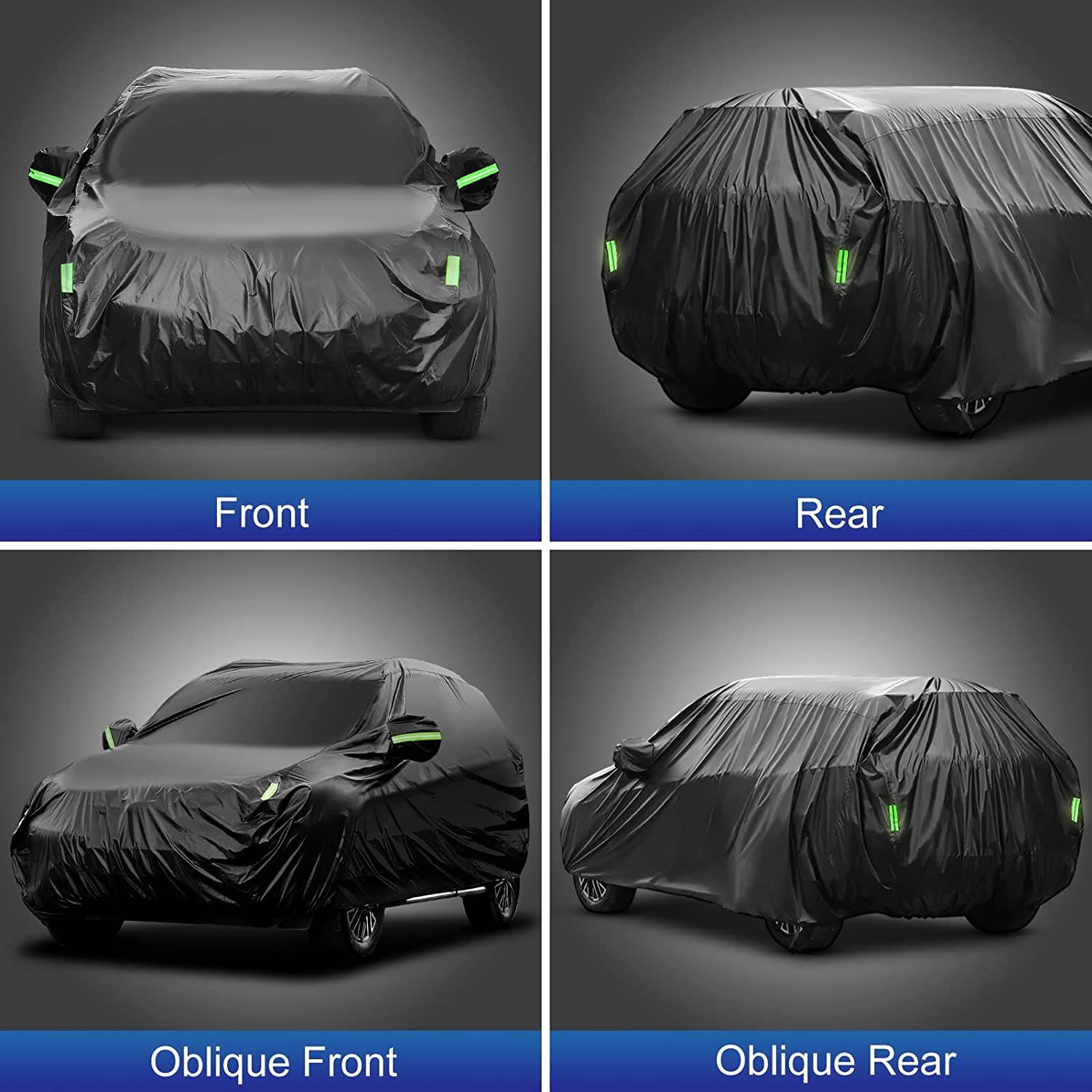 Car Cover Waterproof Anti UV Folded Full Car Protective Cover Snow Resistant With Reflective Strip for SUV， 191