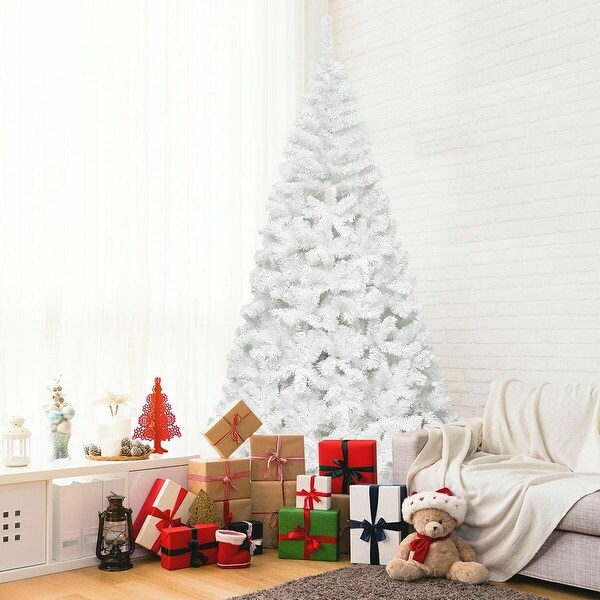 Costway 5Ft/6Ft/7Ft/8Ft Artificial PVC Christmas Tree W/Stand Holiday