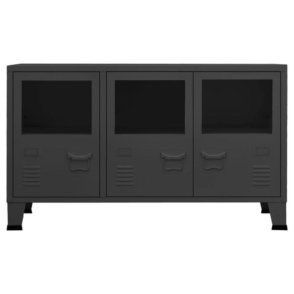 vidaXL Sideboard Industrial Storage Cabinet for Living Room Metal and Glass   41.3\