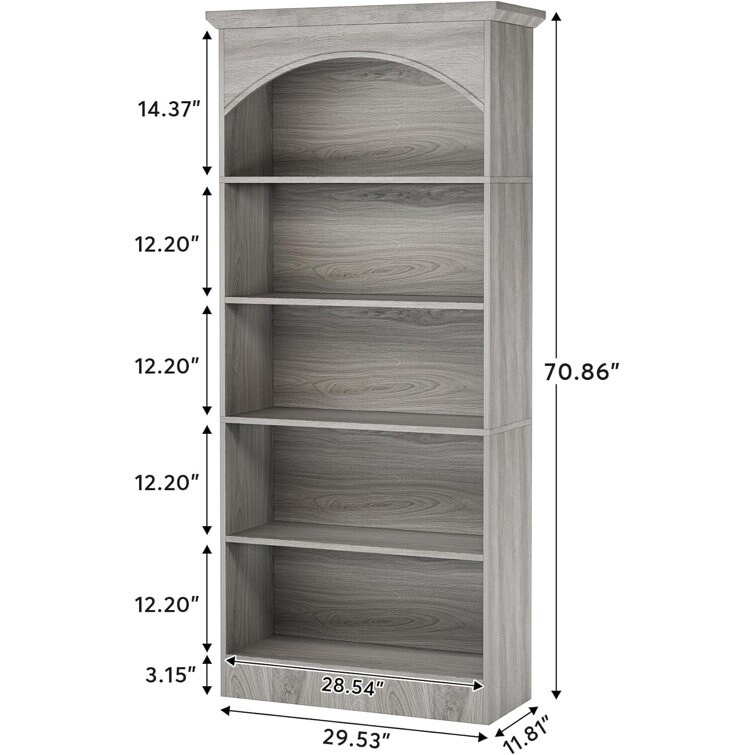 70.9'' Tall Bookcase with 5 Tier Storage Shelves