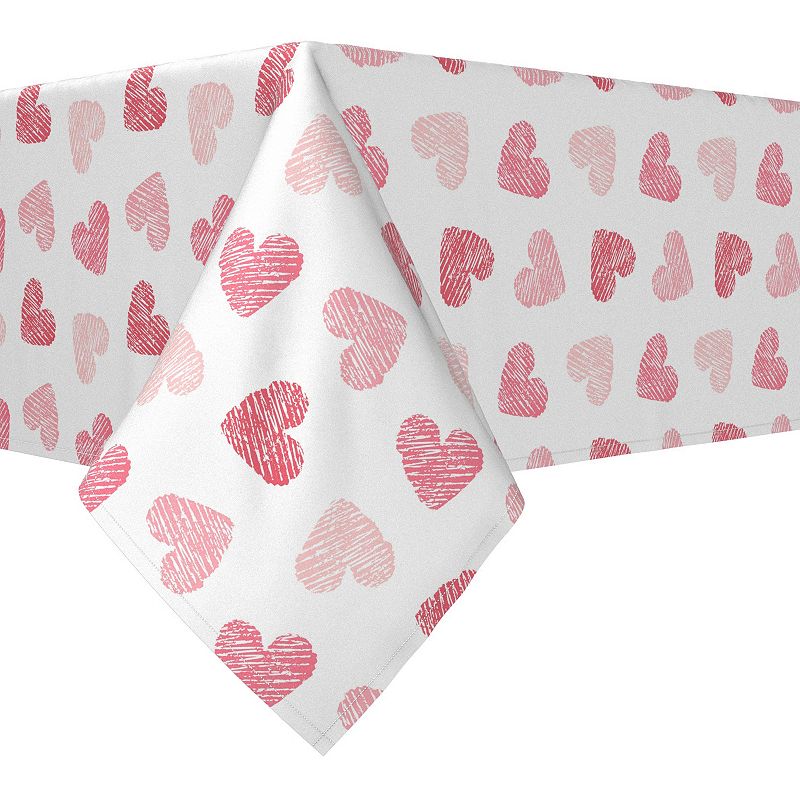 Square Tablecloth， 100% Polyester， 54x54， Valentine's Shaded Hearts