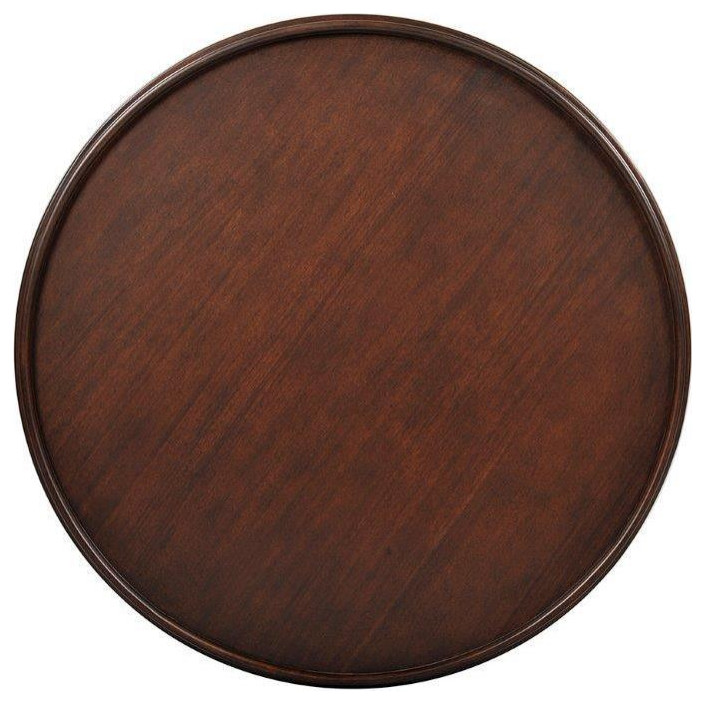 Side Table Round Lipped Top Hand Rubbed Chocolate Brown Solid Acacia   Transitional   Side Tables And End Tables   by EuroLuxHome  Houzz