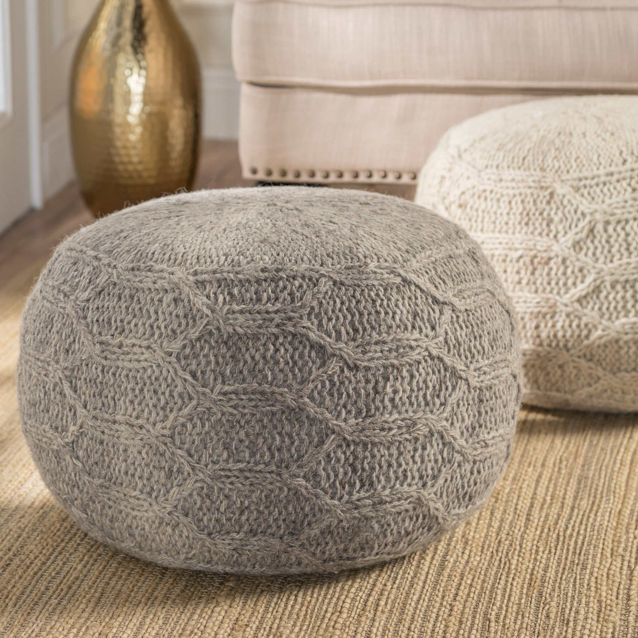 Magnolia Handcrafted Boho Fabric Pouf