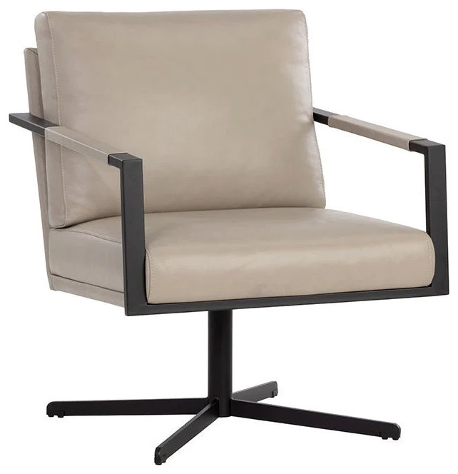 Carney Swivel Lounge Chair  Alpine Beige Leather   Industrial   Armchairs And Accent Chairs   by Peachtree Fine Furniture  Houzz