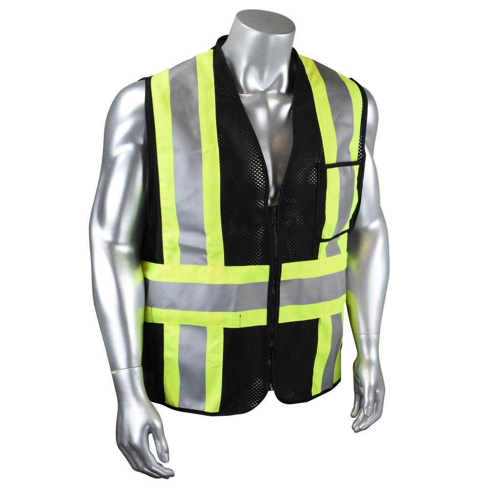 Radians Safety Vest Custom Type O Class 1, Black, 5X