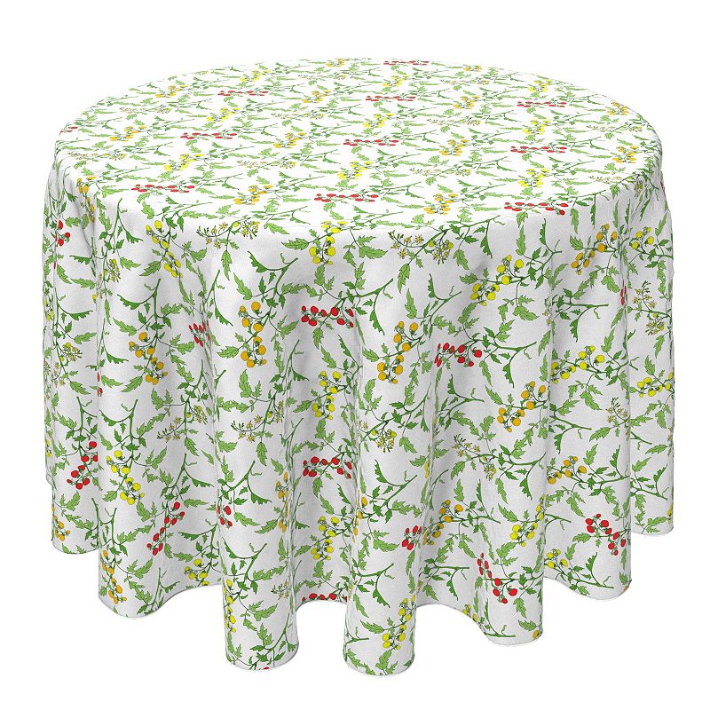 Round Tablecloth， 100% Cotton， 60 Round， Vines of Tomatoes