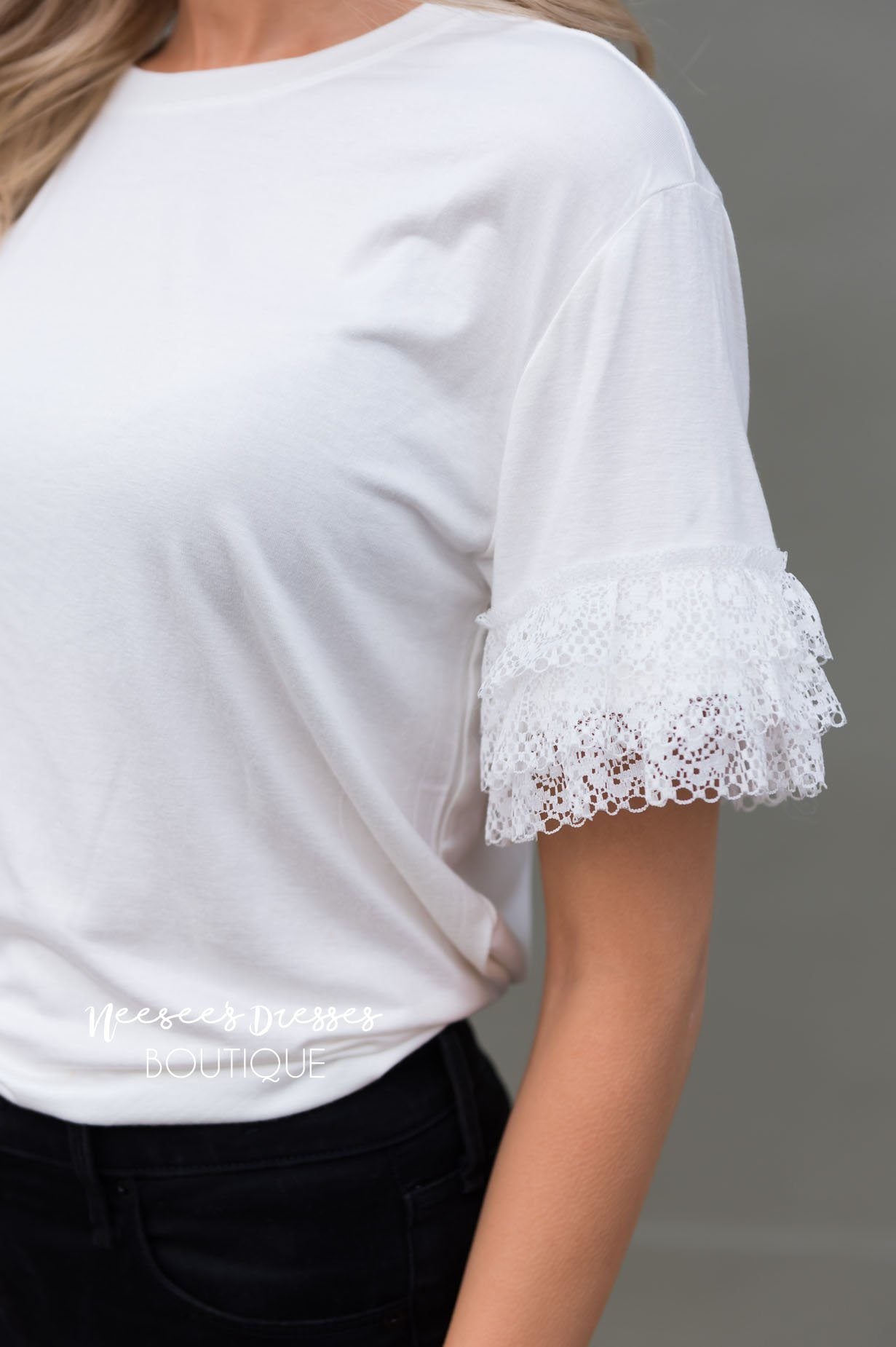 Faint of Heart Lace Sleeve Top