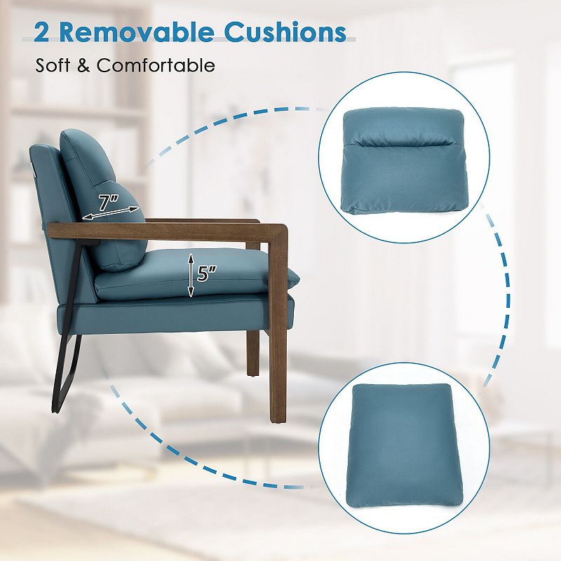 Single Sofa Chair with Extra-Thick Padded Backrest and Seat Cushion