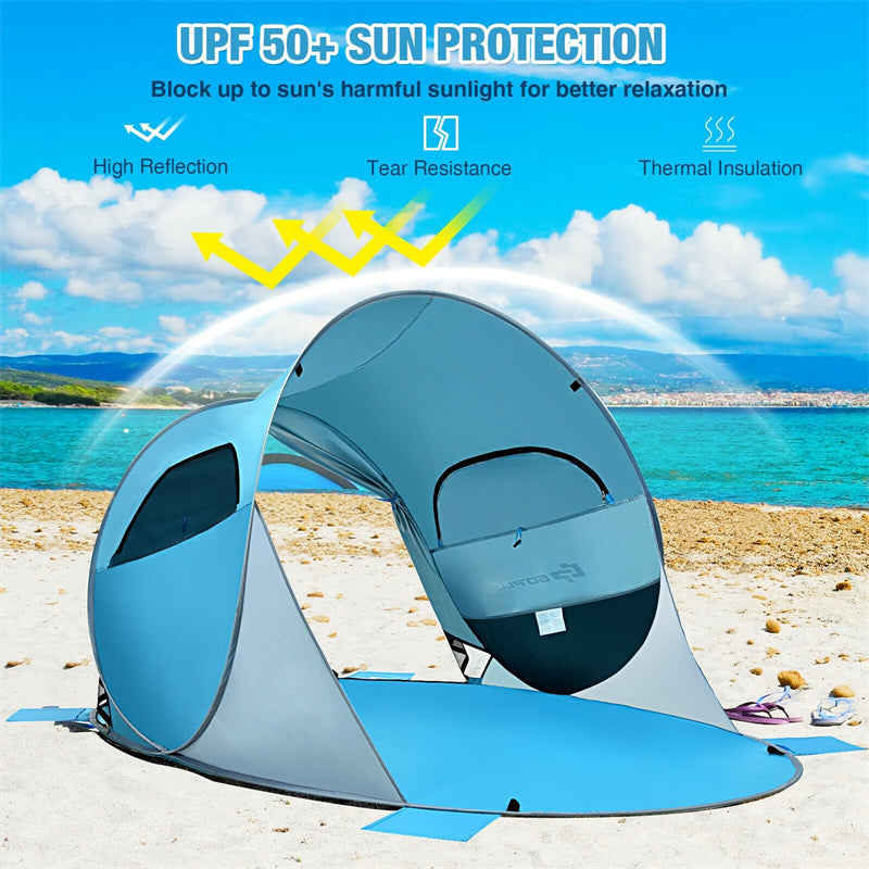 Pop Up Beach Tent Anti-UV UPF 50+ Portable Sun Shade Shelter