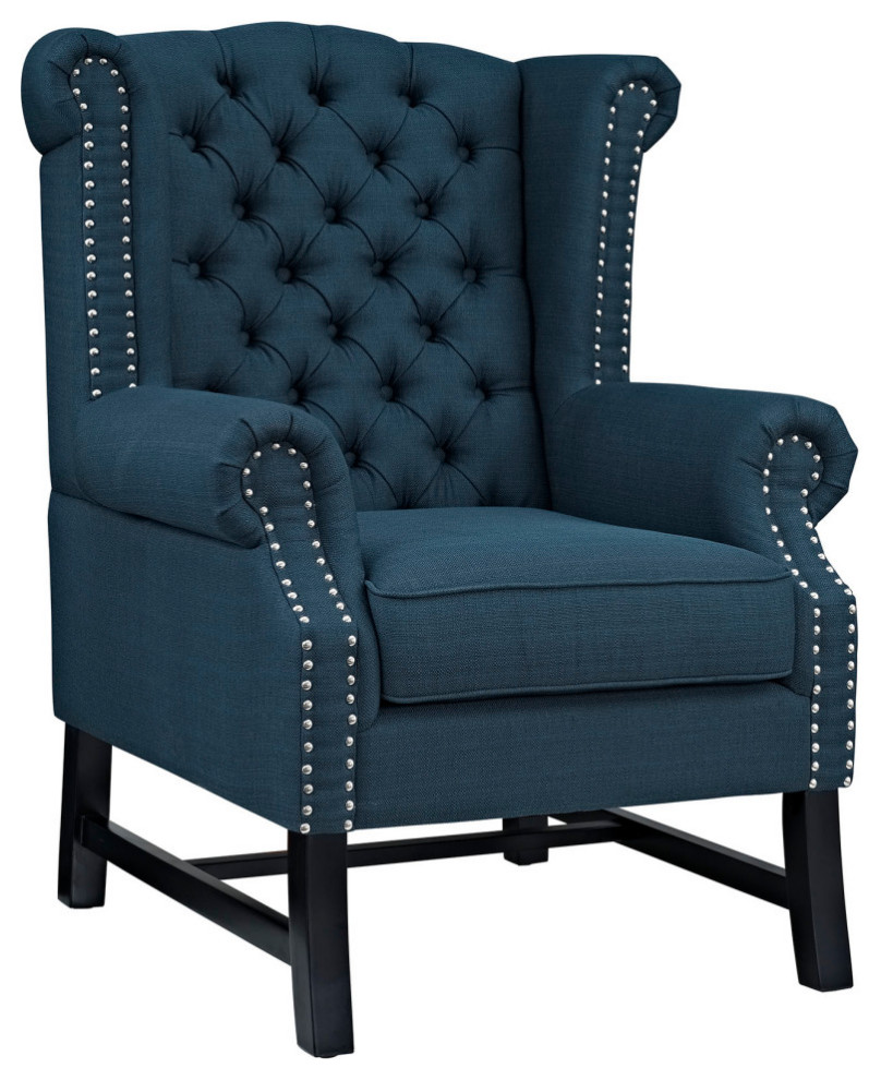 Amara Azure Upholstered Fabric Armchair   Transitional   Armchairs And Accent Chairs   by Peachtree Fine Furniture  Houzz