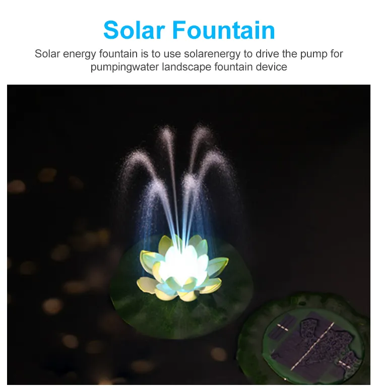 Home Garden Supplies Solar Powered Water Fountain Outdoor Solar Water Floating Fountain Pump With Lights