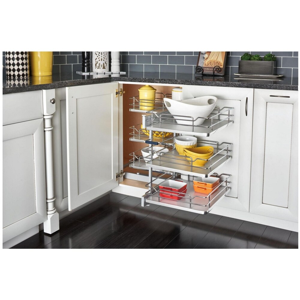 Rev A Shelf 53PSP Series Pull Out 3 Tier Blind Corner Kitchen Cabinet