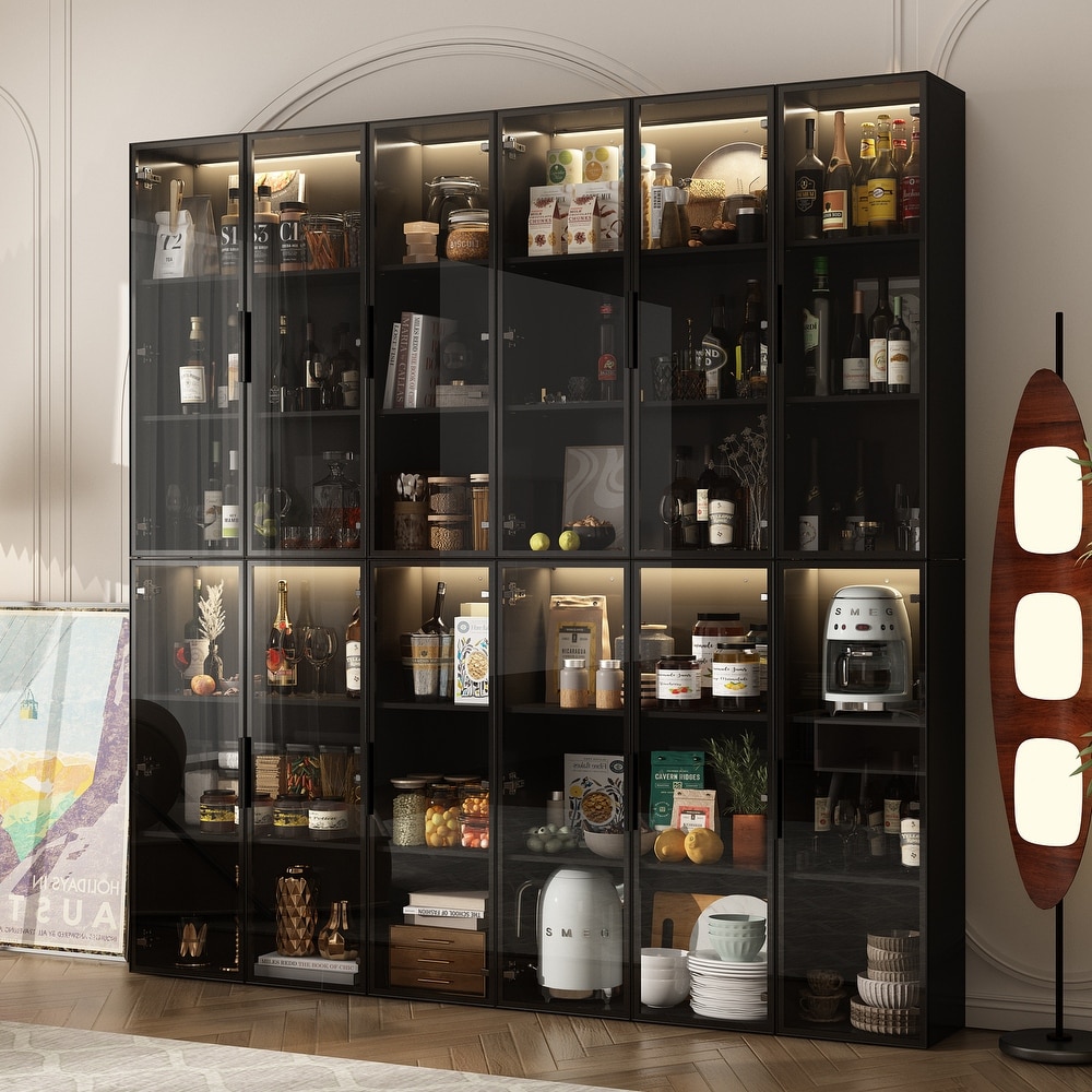 Large Modern Modular Storage Cabinet with Lighting Curio Display