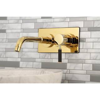 Kingston Brass Kaiser Single-HandleWall-Mount Bathroom Faucets in Polished Brass HKS8112DKL