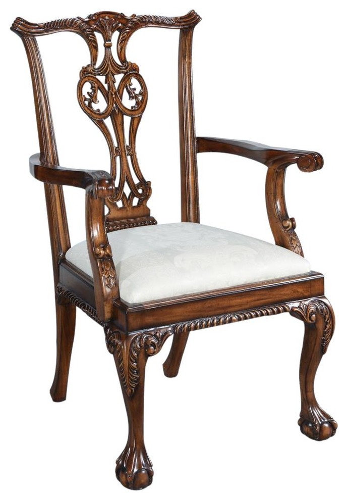 Arm Chair Thomas Duocone  Carved Ball  ampClaw  Rope Trim  Mahogany   Traditional   Armchairs And Accent Chairs   by EuroLuxHome  Houzz