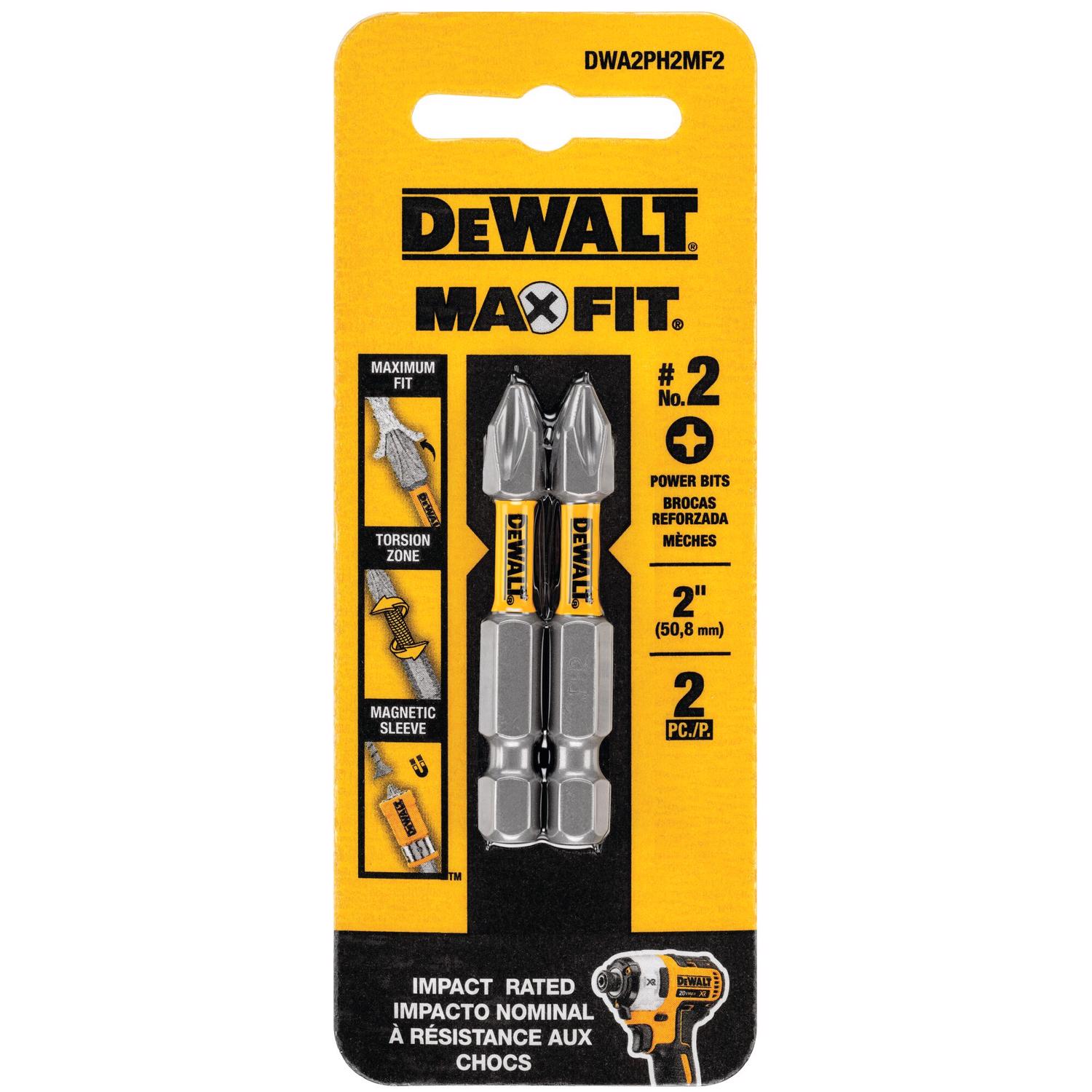 DW Max Fit Phillips #2 X 2 in. L Screwdriver Bit Set Steel 2 pk