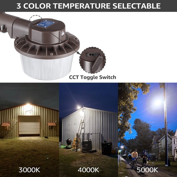 3CCT LED Barn Light， 50W Dusk to Dawn Area Lights， 3K/4K/5K， Bronze - 1PACK