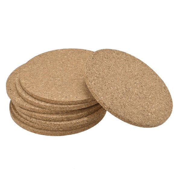 100mm Round Coasters 4mm Thick Cork Cup Mat Pad for Tableware 8pcs - Wood