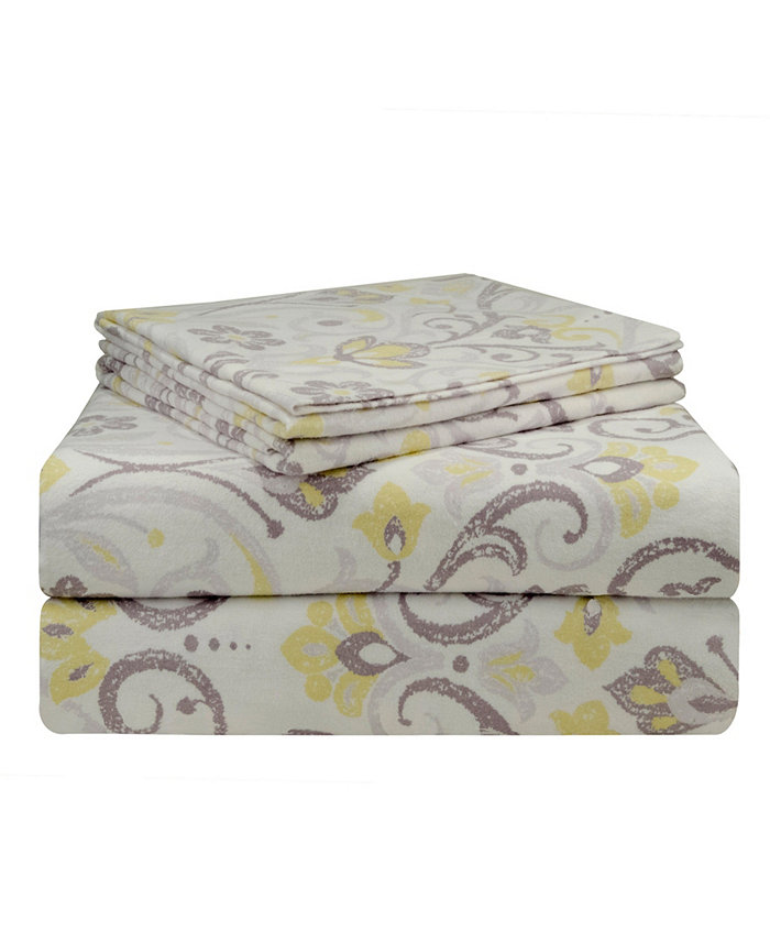 Pointehaven Meadow Luxury Weight Flannel Sheet Set， Twin