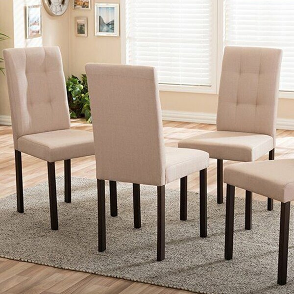 Set of 4 Tufted Dining Side Chair Beige - 17x36