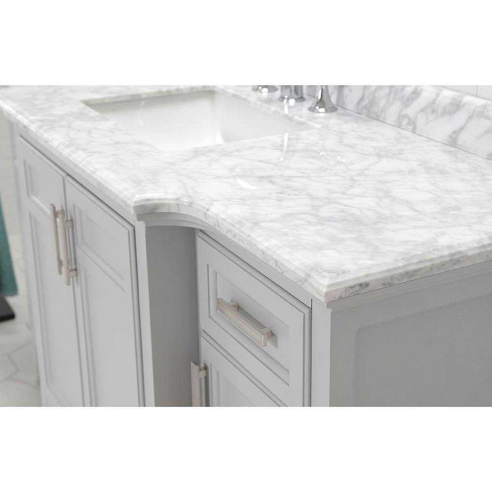 Home Decorators Collection Sassy 60 in. W x 22 in. D Vanity in Dove Gray with Marble Vanity Top in White with White Sink Sassy 60G