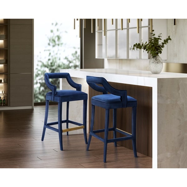  Navy Velvet Counter Stool