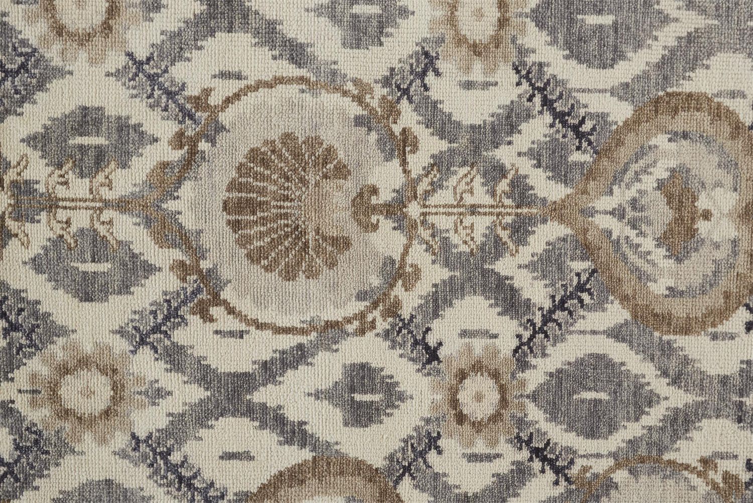 Bennet Hand Knotted Beige and Gray Rug by BD Fine