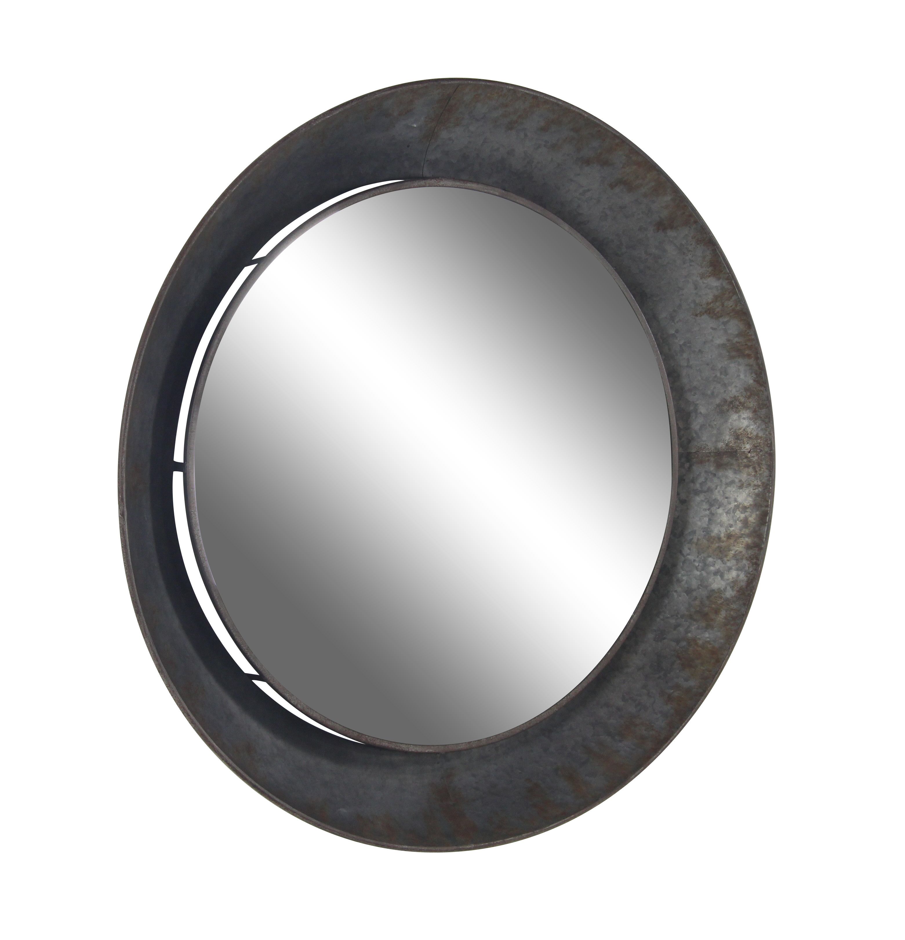 Grey Industrial Metal Wall Mirror 35 x 35