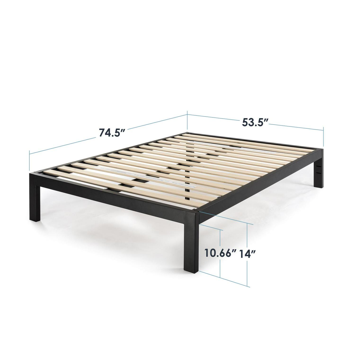 Mellow Just Mallet 14  Heavy Duty Metal Platform Bed with Wooden Slats Black Full  Crowdfused