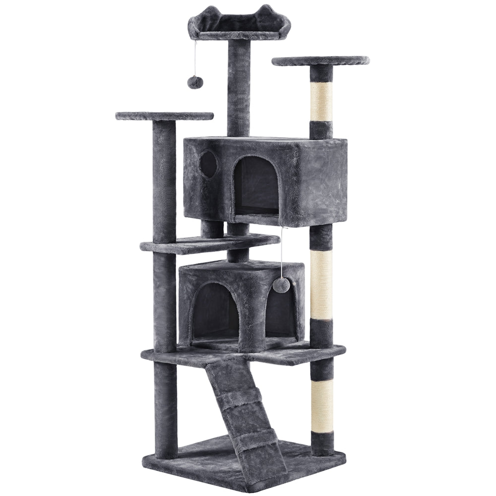 Topeakmart 70'' Multilevel Cat Tree Condo Cat Tower with 3 Scratching Posts， Dark Gray