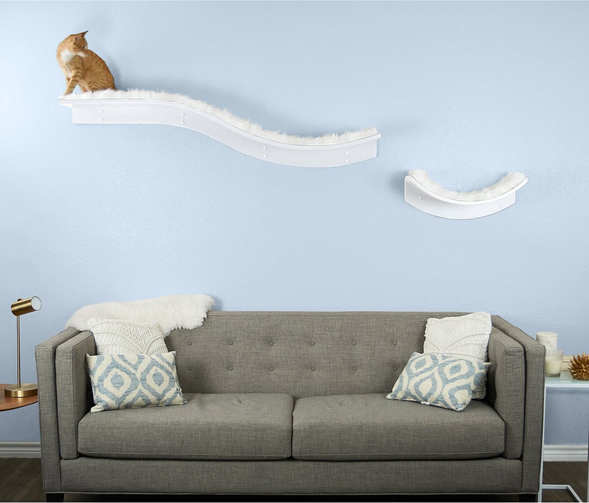 The Refined Feline Lotus Branch Wall Mounted Cat Wall Shelf