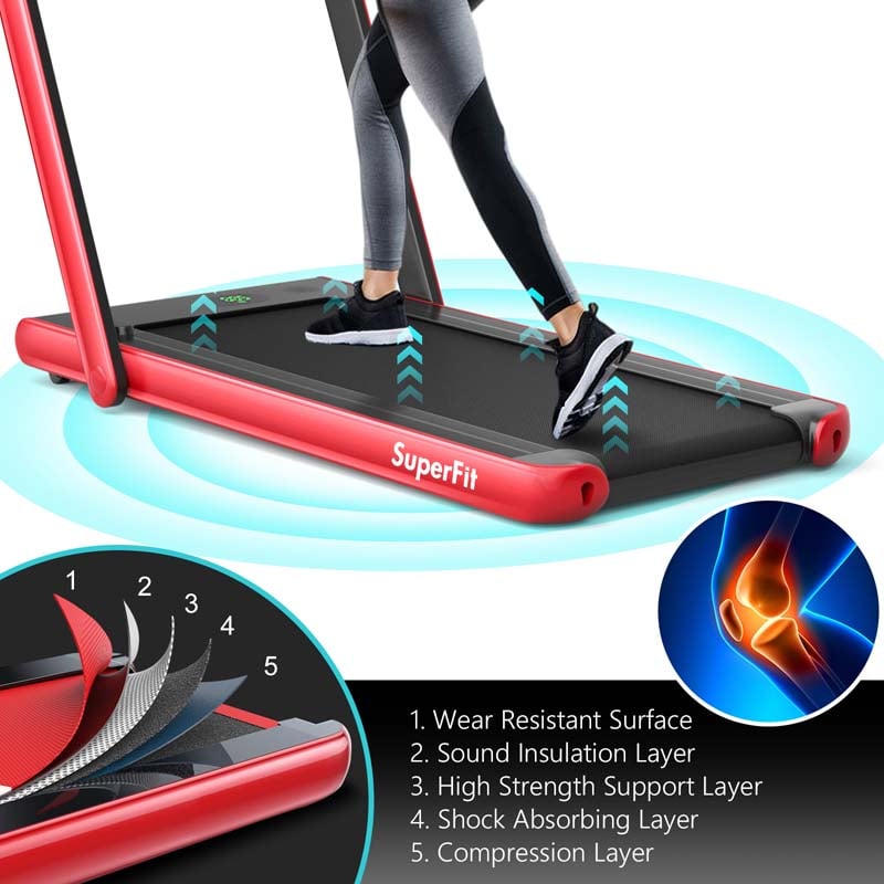 2 in 1 Folding Electric Treadmill for Home Gym, 2.25HP Under Desk Treadmill, Portable Walking Running Machine with Bluetooth Speaker