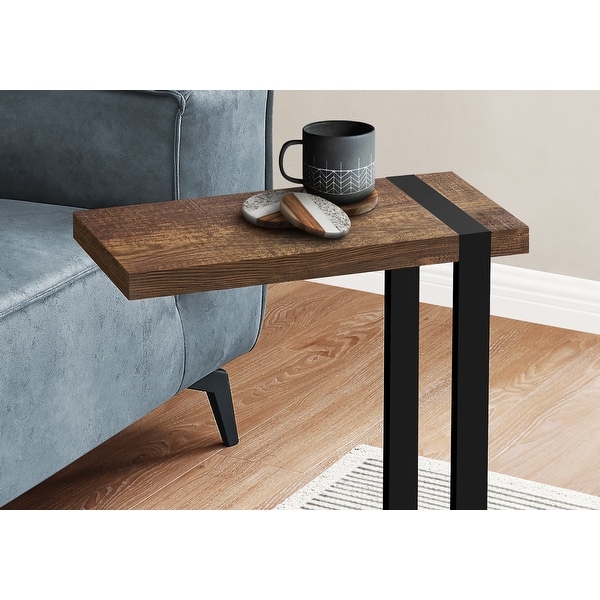 Modern C- Shaped Accent Table Reclaimed Wood-Look / Black Metal - 19.25