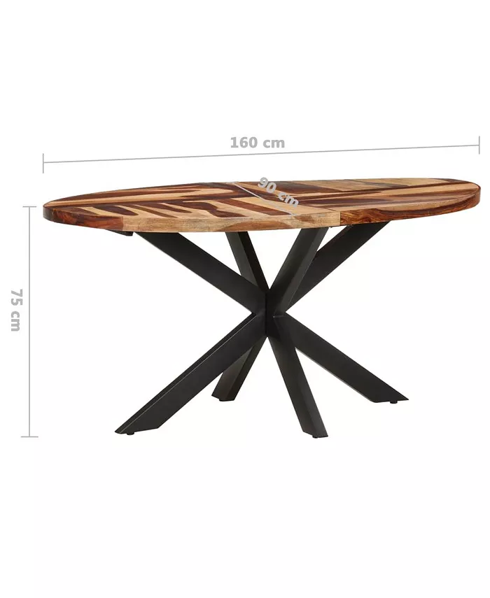 vidaXL Dining Table 63x35.4x29.5 Solid Acacia Wood with Sheesham Finish