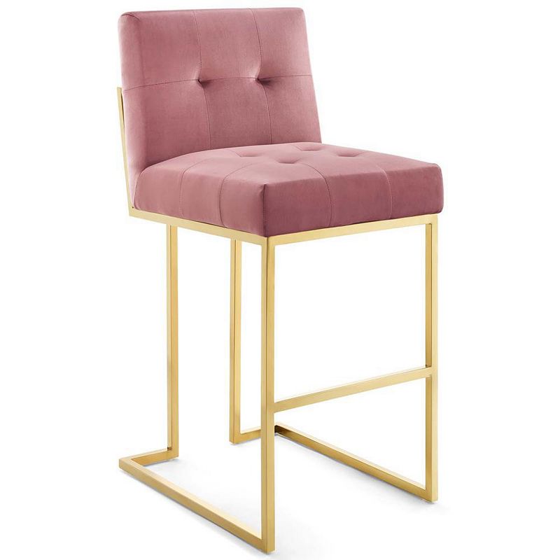 Modway Privy Gold Stainless Steel Performance Velvet Bar Stool