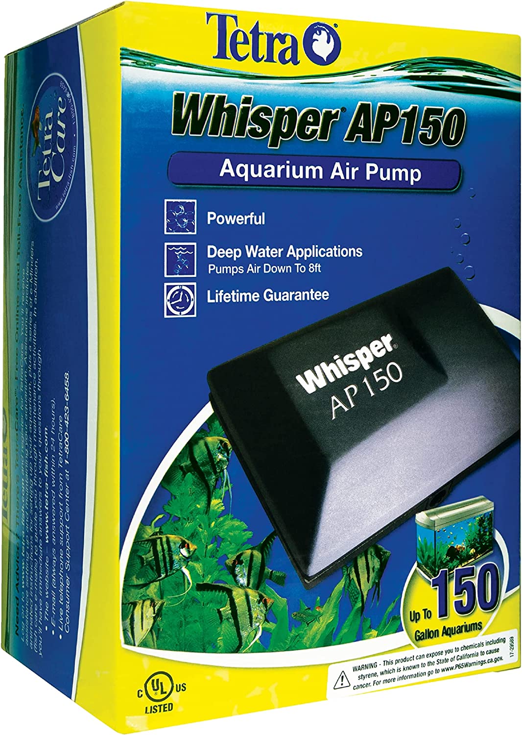 Tetra Whisper AP150 aquarium Air Pump， For Deep Water Applications