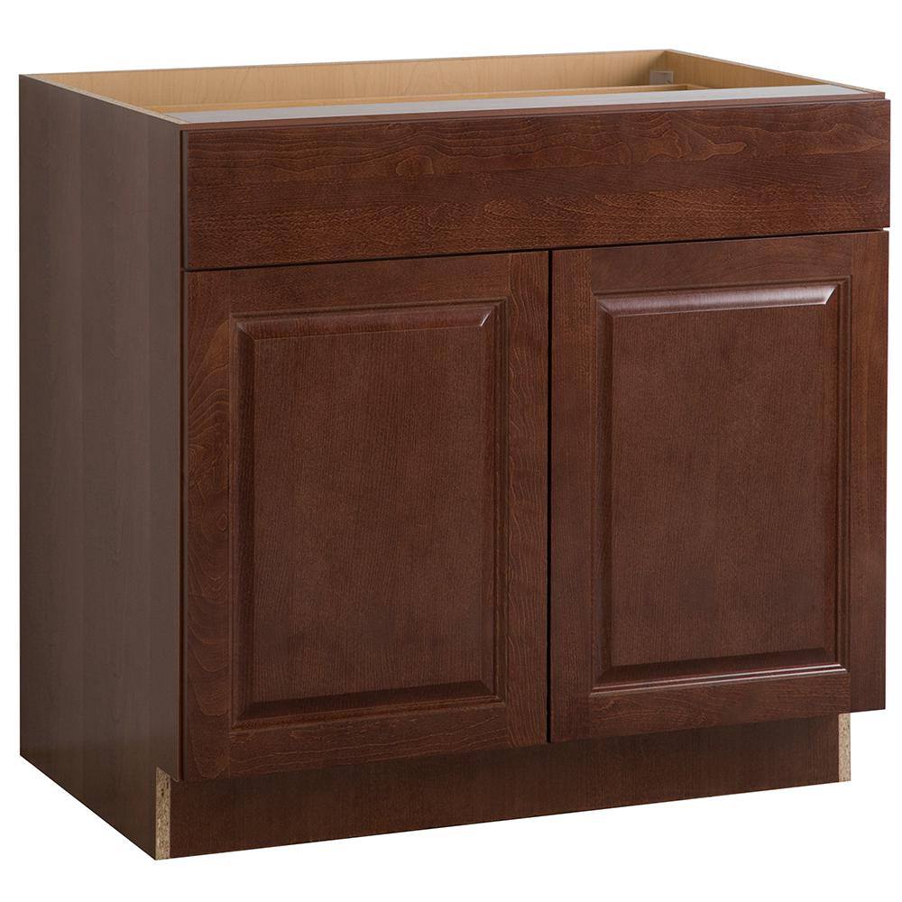 Hampton Bay Benton Assembled 36x34.5x24 in. Base Cabinet with Soft Close Full Extension Drawer in Amber BT3635B-RC