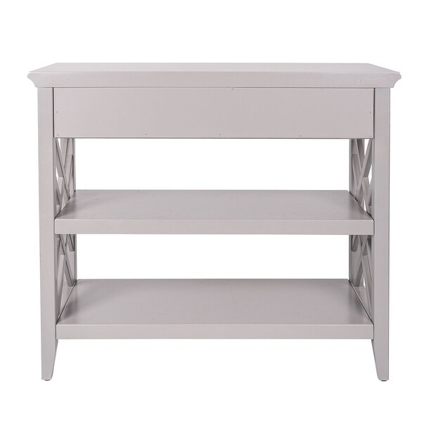 Grey Two-Drawer Console Table with Shelves