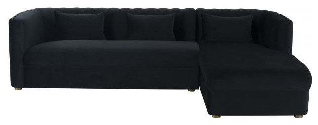 Callie Black Velvet Sectional  RAF  Black   Contemporary   Sectional Sofas   by First of a Kind USA Inc  Houzz