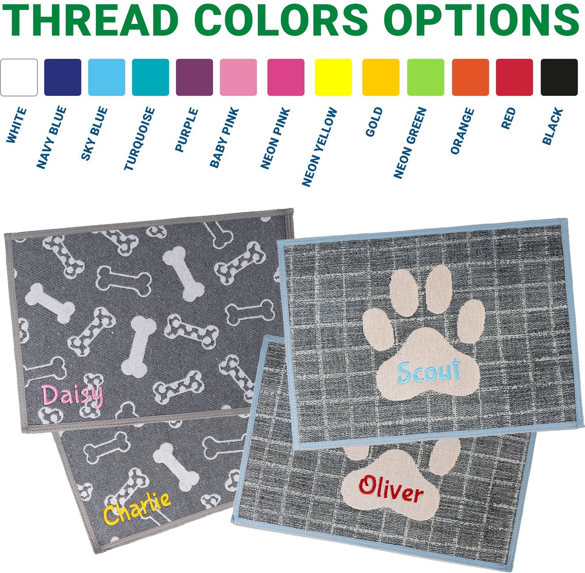 GoTags Paw Personalized Dog and Cat Feeding Mat