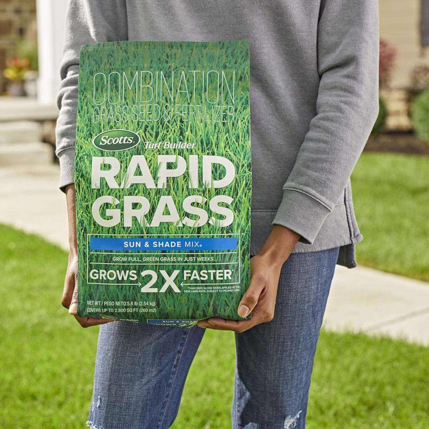 Scotts Turf Builder Rapid Grass Mixed Sun or Shade Grass Seed and Fertilizer 5.6 lb