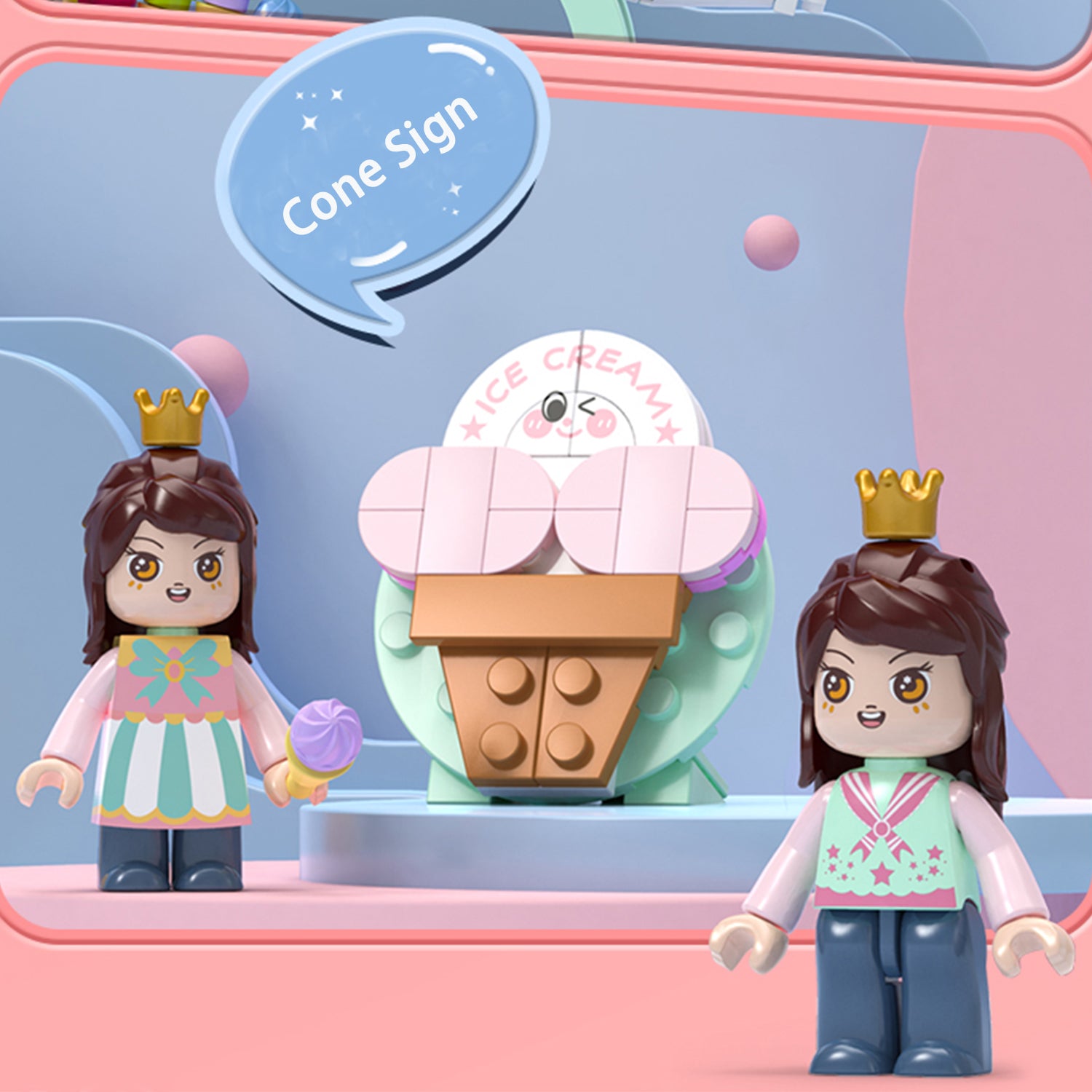 Girls Ice Cream Shop Building Set Beach Ice Cream Dessert Shop Building Blocks Toys Creative Gifts for Girls Friends 6-12 Years and Up (304 Pieces)