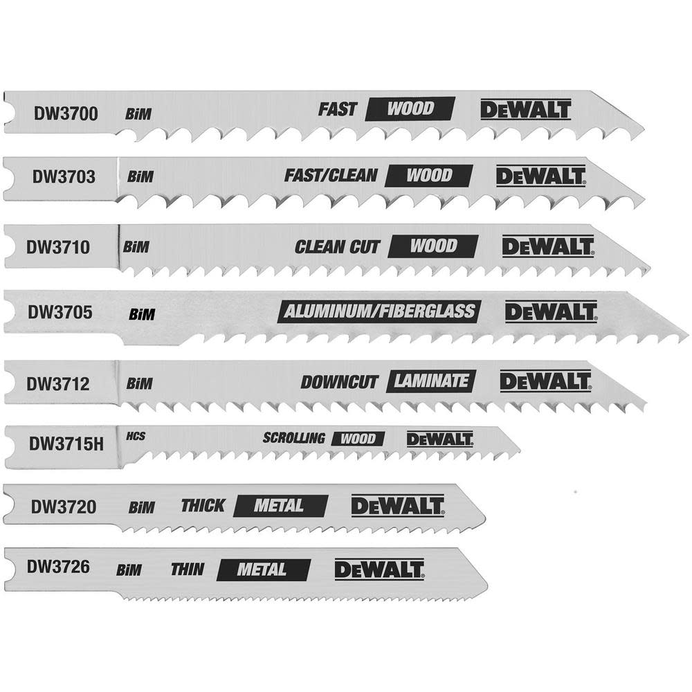 DEWALT 8 piece U-Shank Jig Saw Blade Set DW3790 from DEWALT